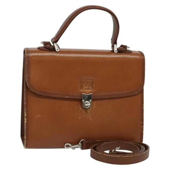Burberrys Hand Bag Leather 2way Brown Auth BA1155 - Picture 1 of 16